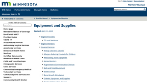 Equipment and Supplies - Minnesota Department of Human Services - dme supplier