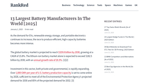 13 Largest Battery Manufacturers In The World [2025] - RankRed - battery supplier