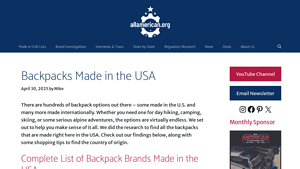25+ Backpacks Made in the USA - AllAmerican.org - backpack manufacturers