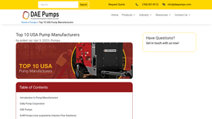 Top 10 Pump Manufacturers in USA - DAE Pumps - pump supplier