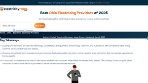 Best OH Electricity Suppliers in 2025 - cheapest electric supplier in ohio