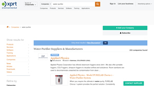 Water Purifier Suppliers & Manufacturers - Environmental XPRT - water purifier supplier