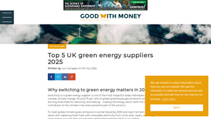 Top 5 UK green energy suppliers 2025 - Good With Money - green energy supplier