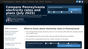 Compare Pennsylvania electricity rates and plans (June 2025) - best energy supplier in pa