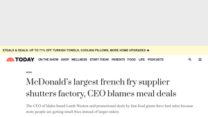 McDonald's Largest French Fry Supplier Lamb Weston Closes Factory - TODAY - fries supplier