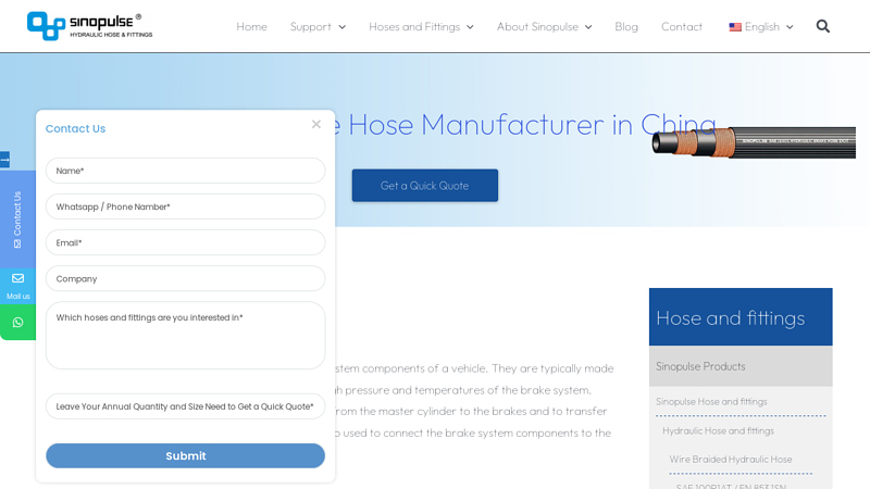 Hydraulic Brake Hose Manufacturer in China - Sinopulse