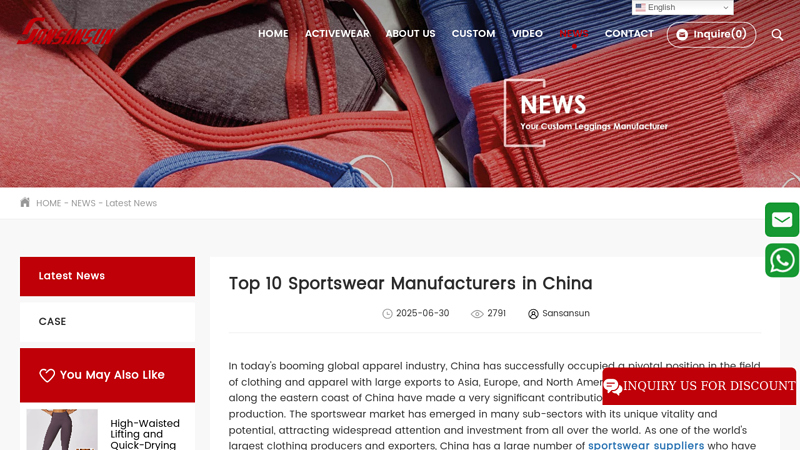 Top 10 Sportswear Manufacturers in China
